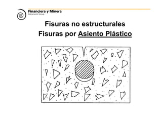 Fisuras no estructurales
Fisuras por Asiento Plástico
 