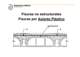 Fisuras no estructurales
Fisuras por Asiento Plástico
 