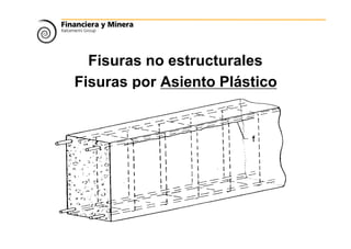Fisuras no estructurales
Fisuras por Asiento Plástico
 