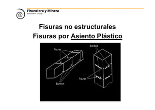 Fisuras no estructurales
Fisuras por Asiento Plástico
 