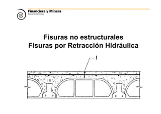 Fisuras no estructurales
Fisuras por Retracción Hidráulica
 