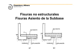 Fisuras no estructurales
Fisuras Asiento de la Subbase
 