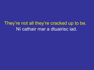 They’re not all they’re cracked up to be.
Ní cathair mar a dtuairisc iad.
 