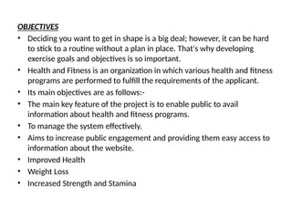 TOPIC- FITNESS CENTER WEBSITE USING HTML,CSS AND JAVASCRIPT. | PPTX