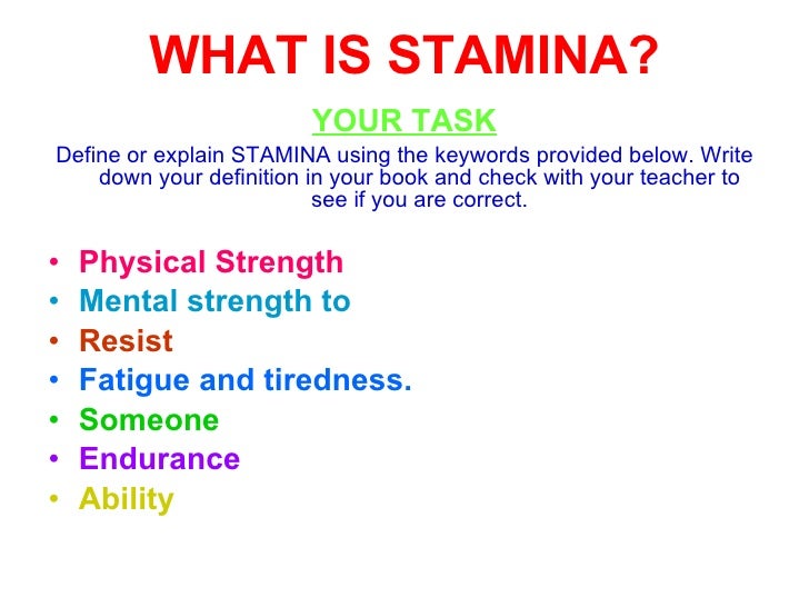 Stamina Meaning FIT AND HEALTHY FOR SCIENCE LESSONS
