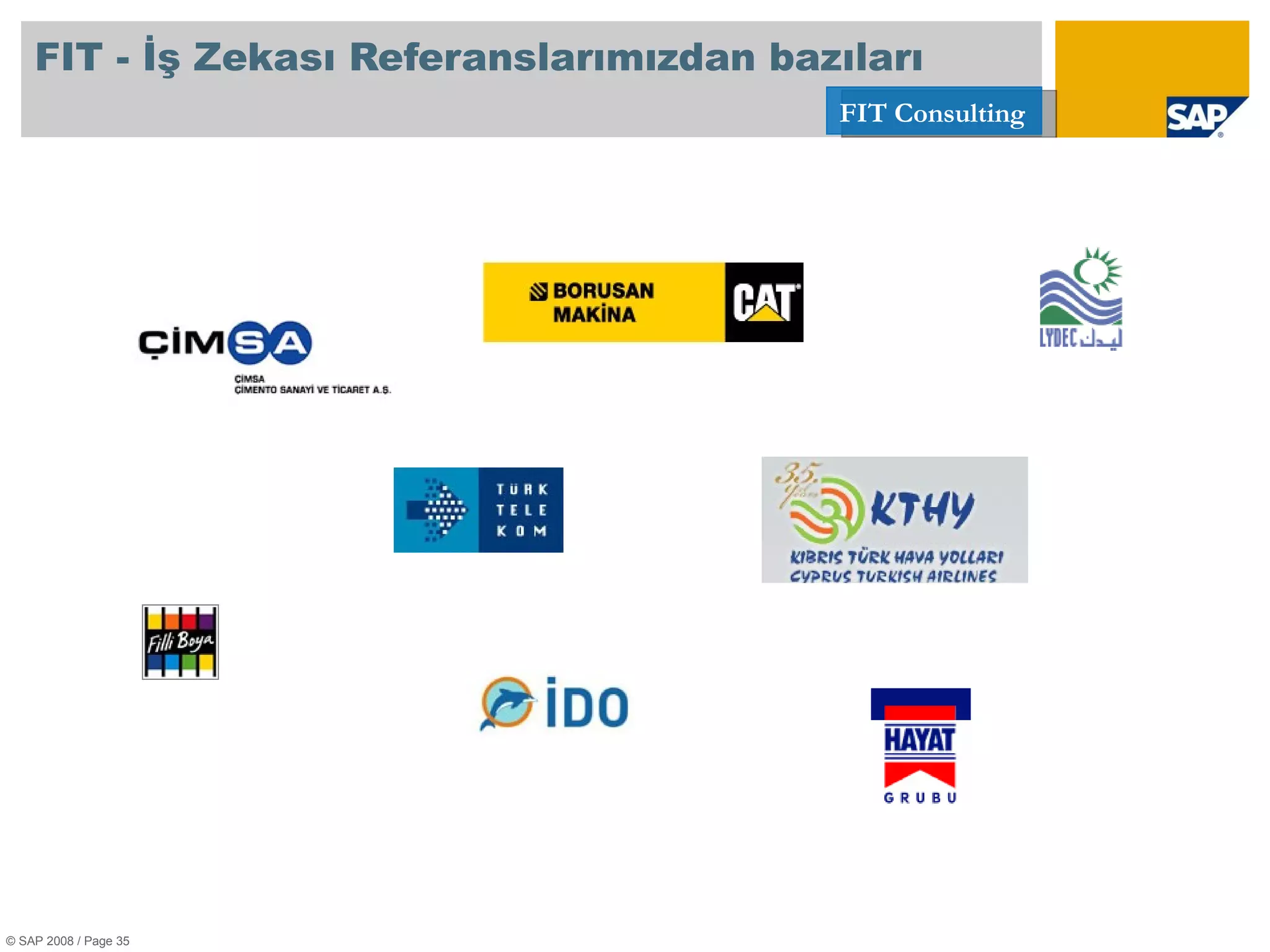 FIT - İş Zekası Referanslarımızdan bazıları © SAP 2008 / Page  
