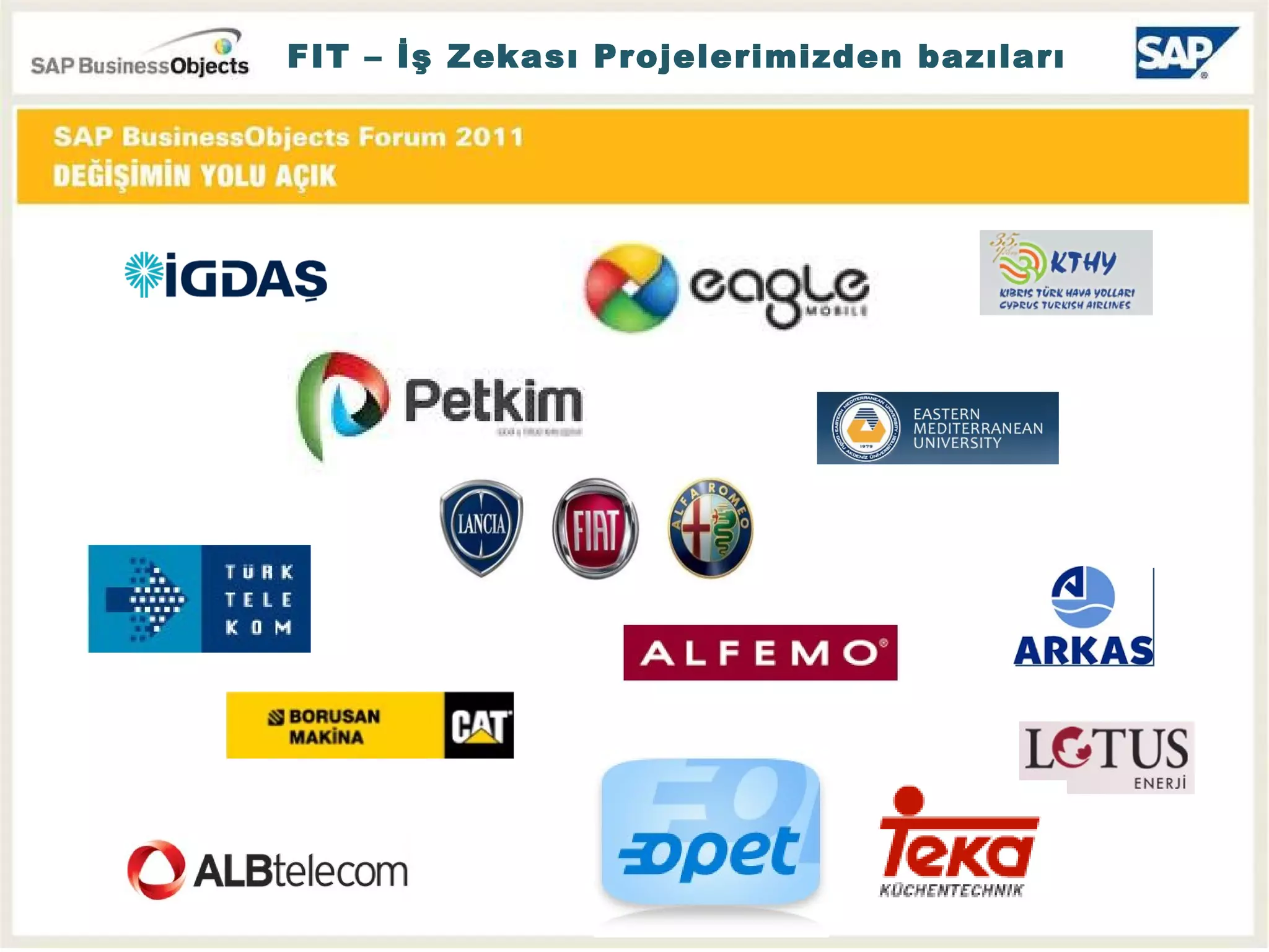 FIT – İş Zekası Projelerimizden bazıları 