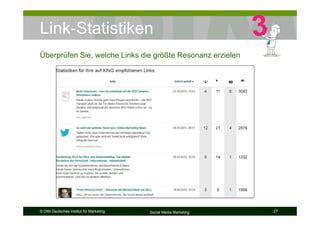 © DIM Deutsches Institut für Marketing Social Media Marketing 27
Link-Statistiken
Überprüfen Sie, welche Links die größte Resonanz erzielen
 