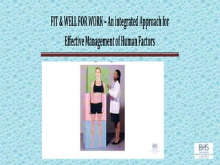 FIT & WELL FOR WORK – An integrated Approach for 
Effective Management of Human Factors 
 