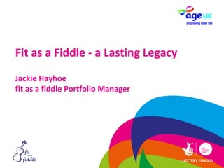 Fit as a Fiddle - a Lasting Legacy
Jackie Hayhoe
fit as a fiddle Portfolio Manager
 