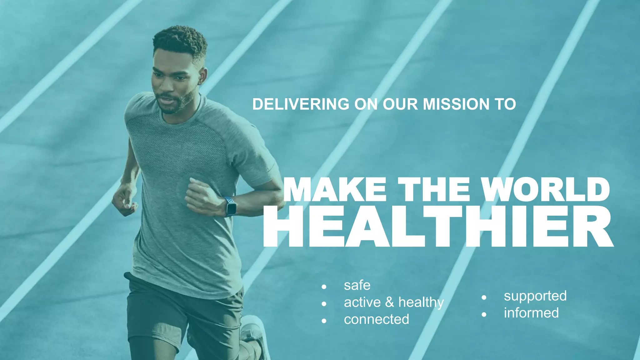 ©2020 Fitbit, Inc. All rights reserved. Proprietary & Confidential.
MAKE THE WORLD
HEALTHIER
DELIVERING ON OUR MISSION TO
● safe
● active & healthy
● connected
● supported
● informed
 