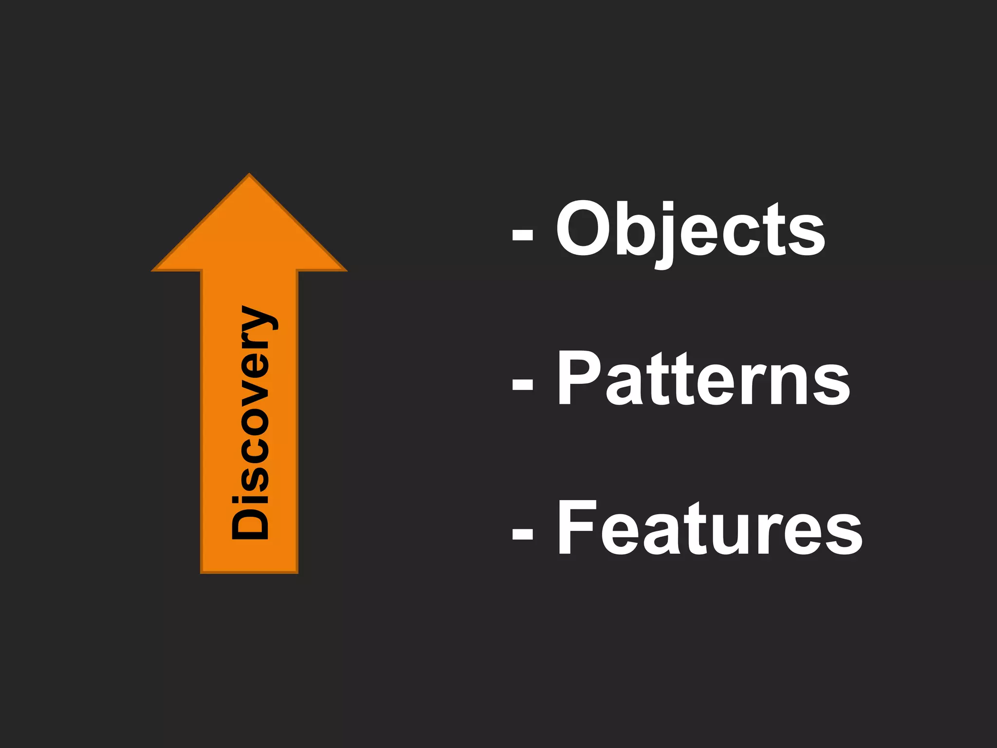 - Features Discovery - Patterns - Objects 