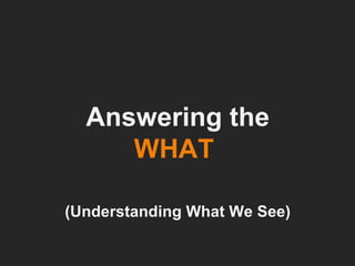 Answering the  WHAT   (Understanding What We See) 