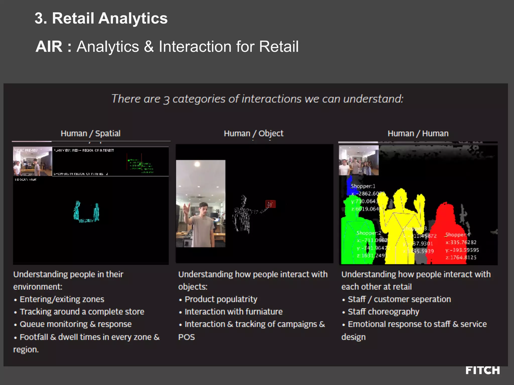 AIR : Analytics & Interaction for Retail
3. Retail Analytics
 