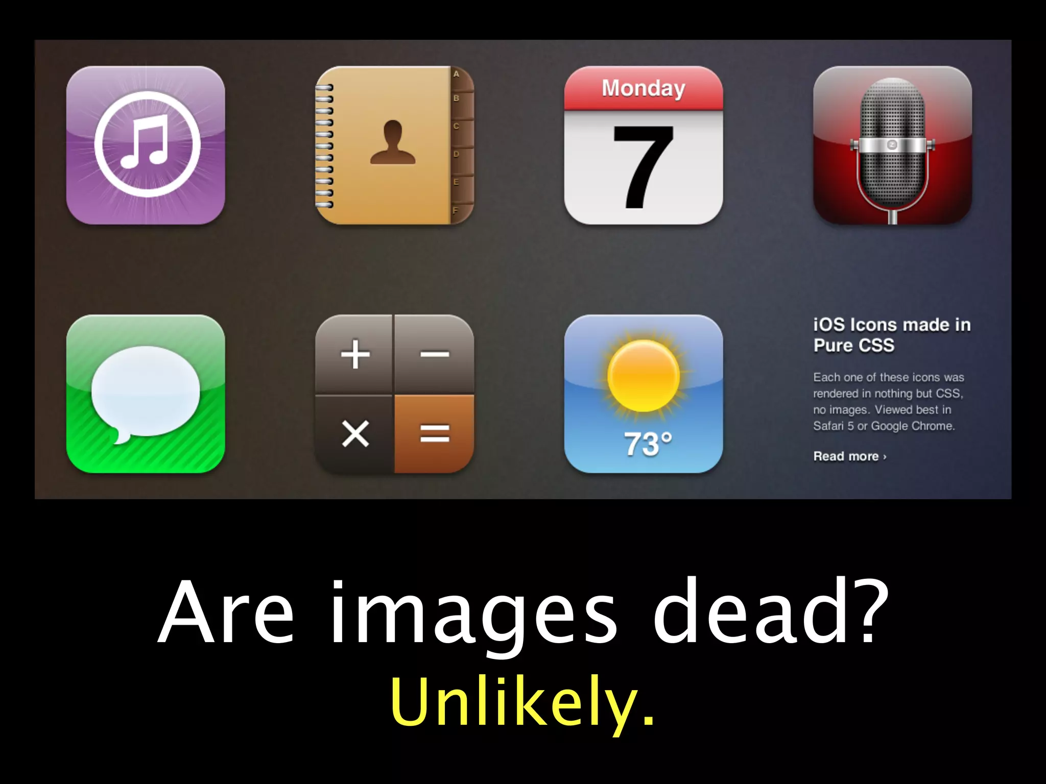 Are images dead?
     Unlikely.
 