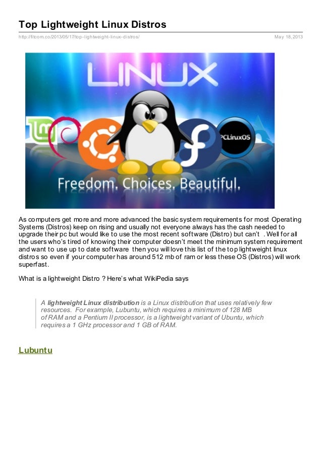 most popular lightweight linux distro
