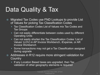 Oracle R12 E-Business Tax upgrade considerations | PPTX