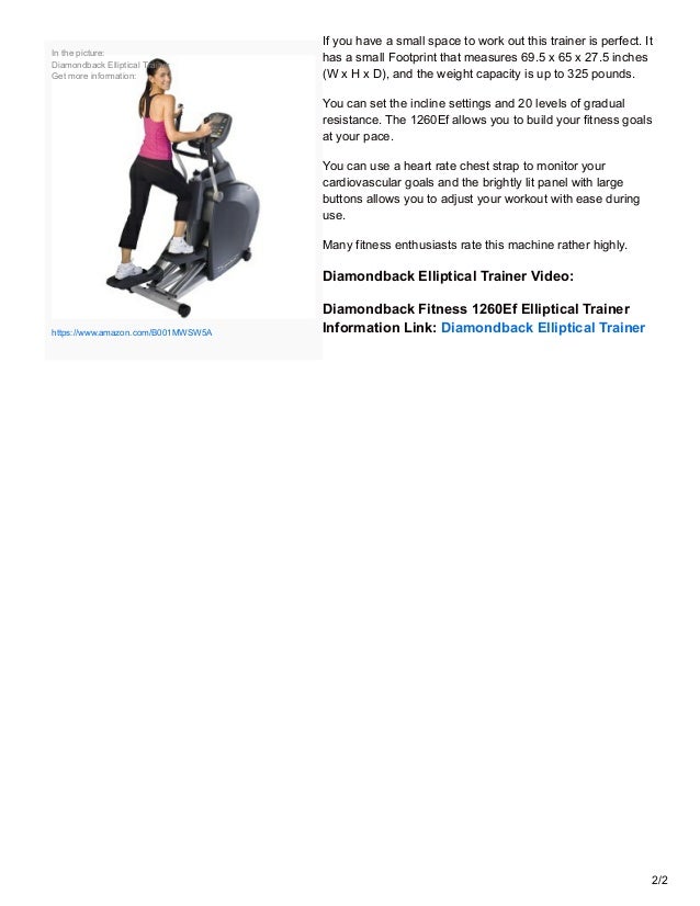 Diamondback Fitness 1260Ef Elliptical Trainer Review