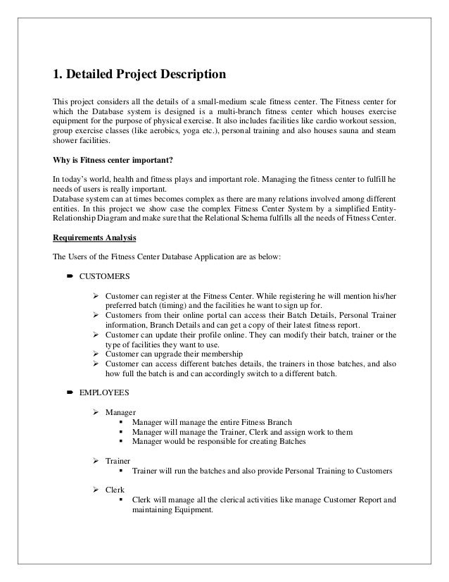 Fitness center report