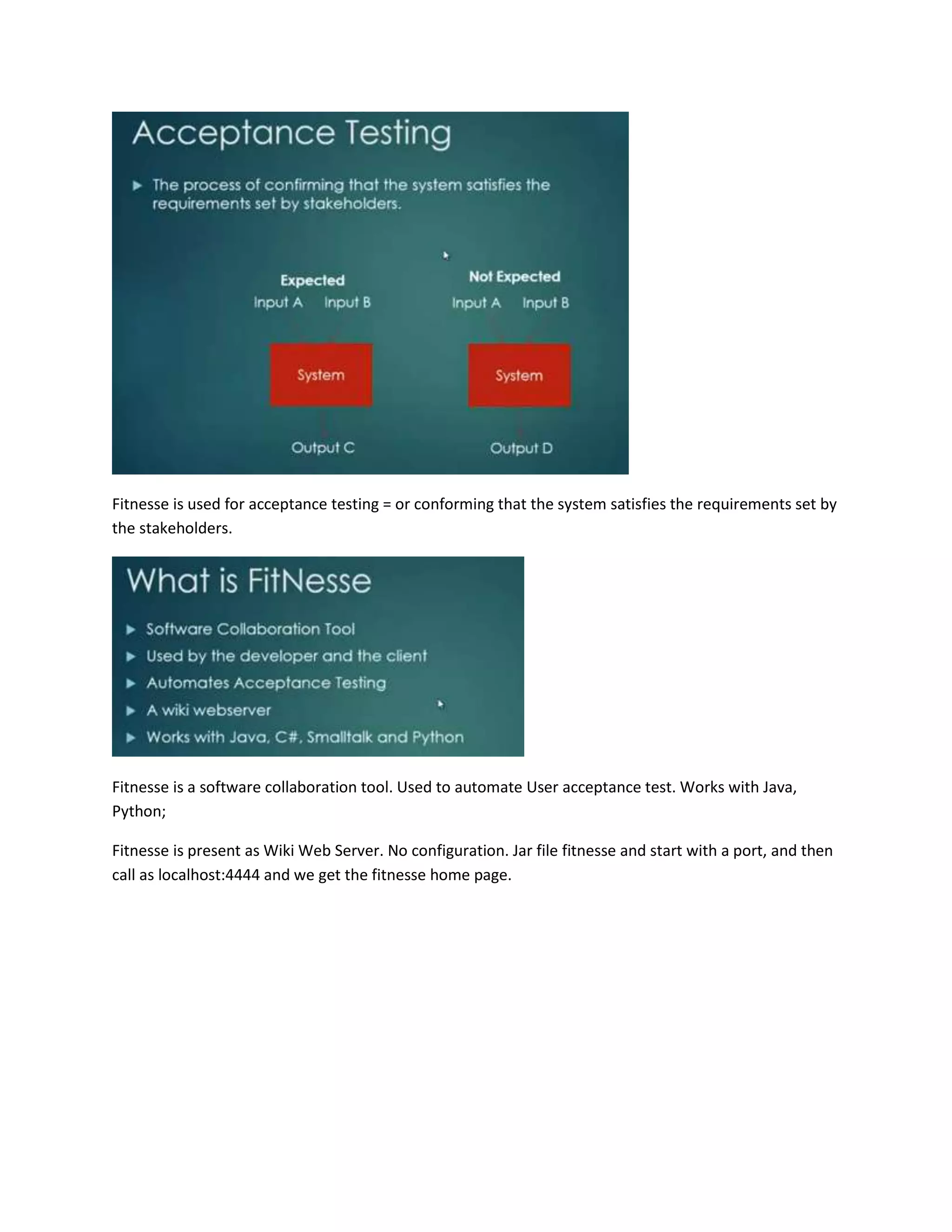 Fitnesse user acceptance test Presentation PDF