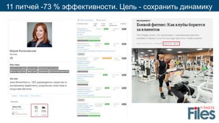 11 питчей -73 % эффективности. Цель - сохранить динамику
 