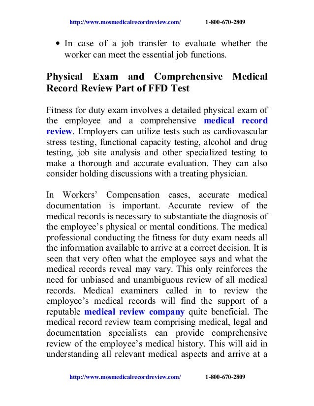 Fitness for duty exam a practical way to avoid heavy workers