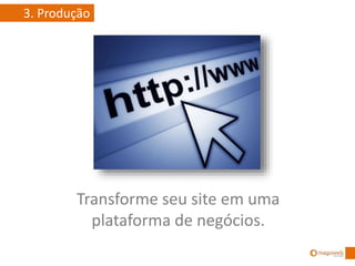 Transforme seu site em uma
plataforma de negócios.
3. Produção
 