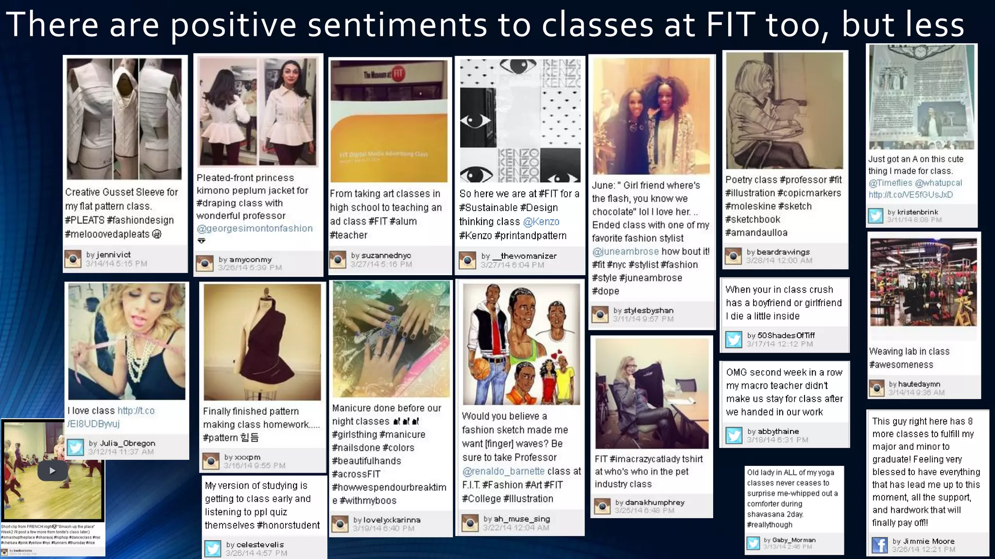There are positive sentiments to classes at FIT too, but less
 