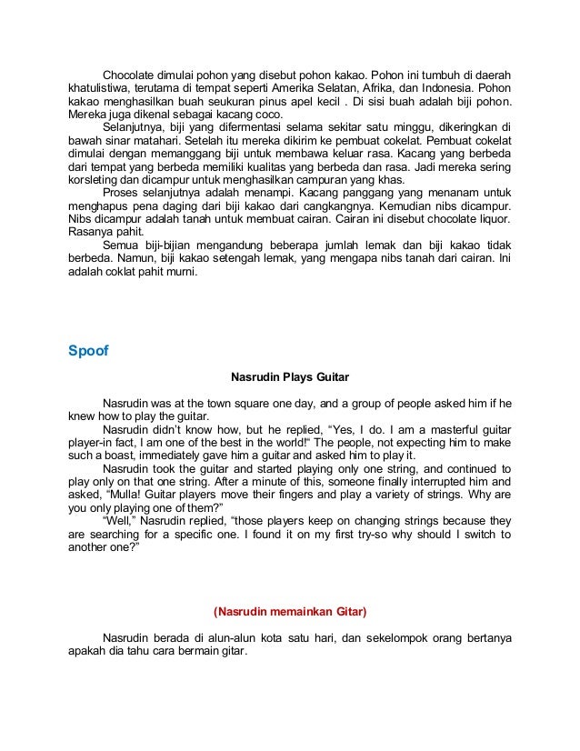 Contoh Teks Spoof Dalam Bahasa Inggris Dan Terjemahannya Berbagi Teks