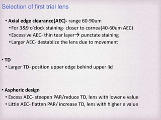 Fitting Philosophies and Assessment of Spherical RGP lenses | PPTX