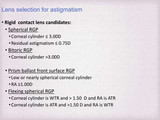 Fitting Philosophies and Assessment of Spherical RGP lenses | PPTX