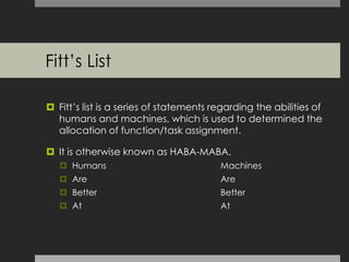 Fitts Task Computer Fitt's list presentation | PPTX