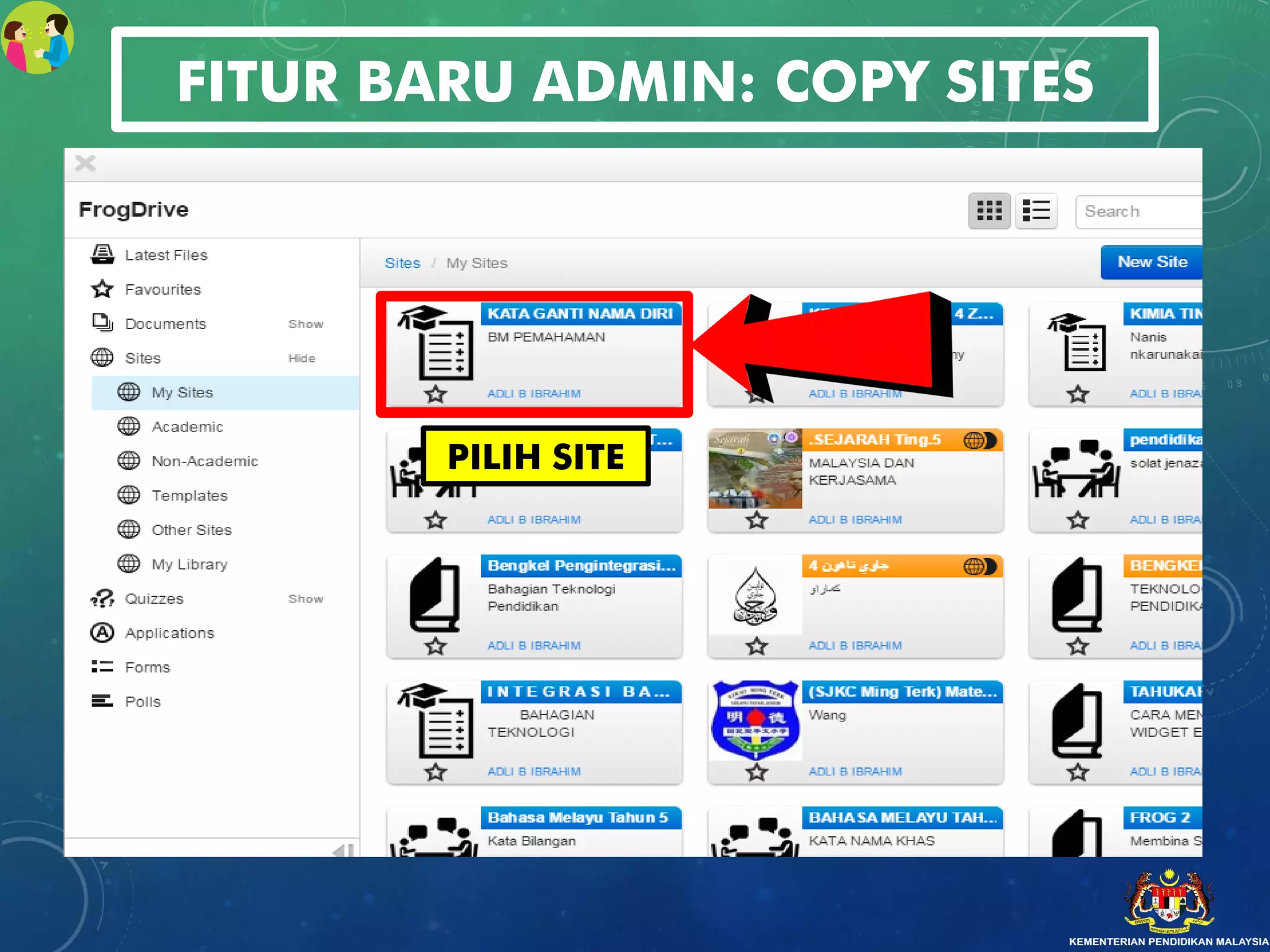 FITUR BARU ADMIN: COPY SITES
PILIH SITE
 