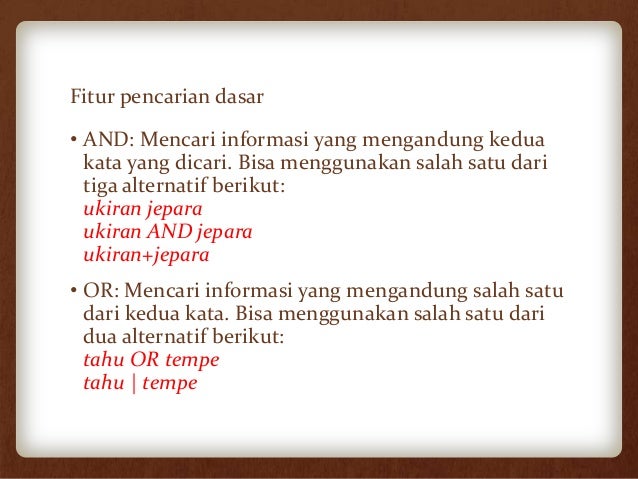 Fitur Pencarian Dasar