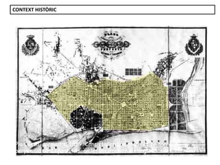 Pla Cerdà, aprovat el 1859. Consistia en una gran ret de carrers
perpendiculars i paral·lels, on les illes tenien els angles tallats, formant
xamfrans.
CONTEXT HISTÒRIC
 