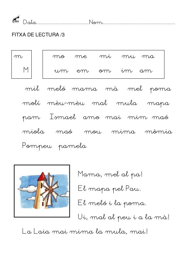 Fitxes de lectura per 1r