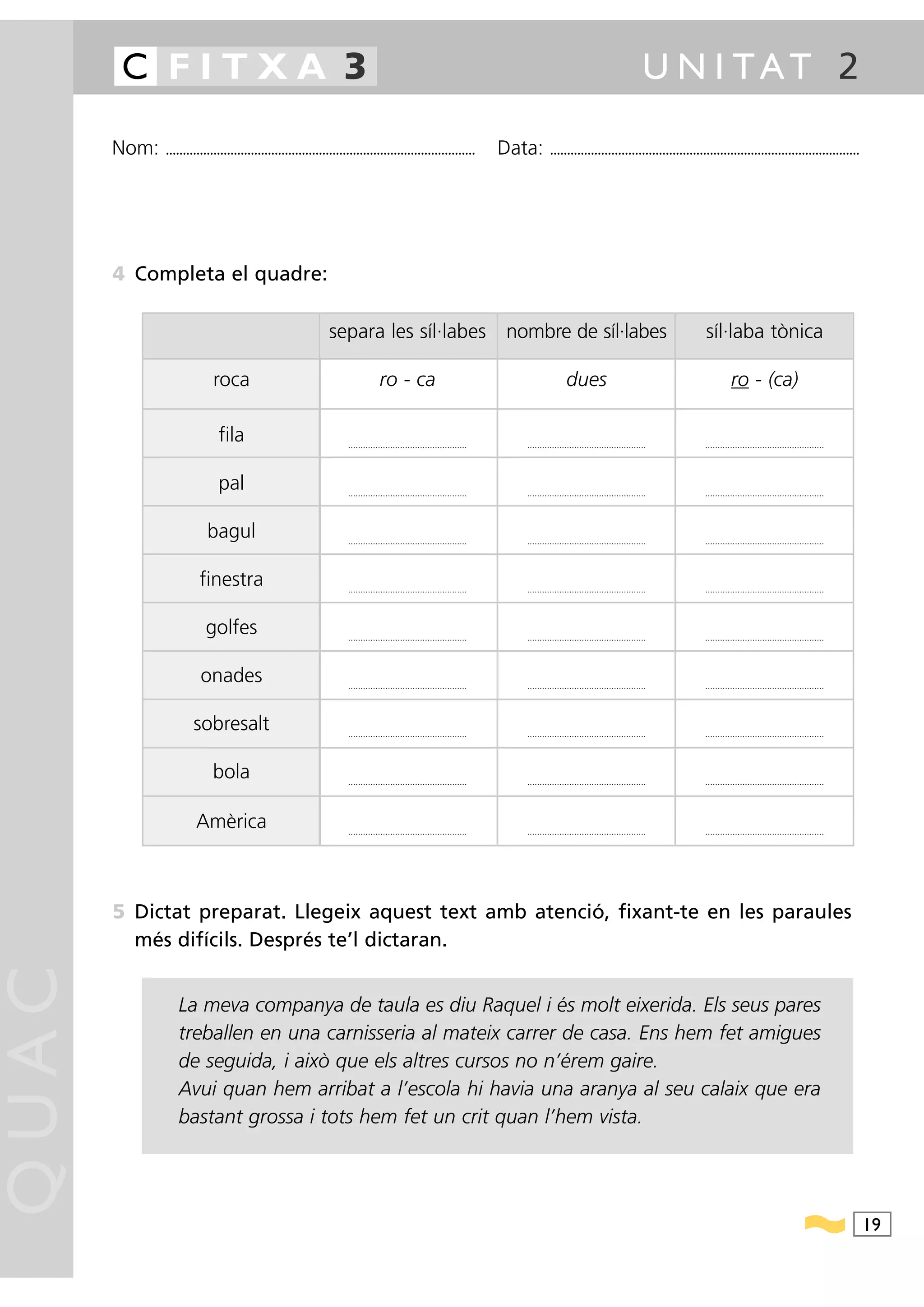 Fitxes llengua nivell 3r | PDF