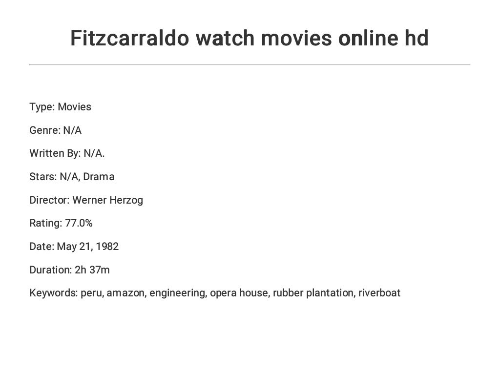 Fitzcarraldo watch movies online hd