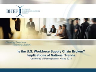Is the U.S. Workforce Supply Chain Broken? Implications of National Trends University of Pennsylvania  ▪ May 2011 