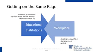 Getting on the Same Page
Educational
Institutions
Workplace
Still based on traditional
top-down model, passive learning,
r...