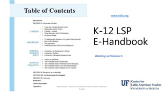 K-12 LSP
E-Handbook
Mary Risner University of Florida Center for Latin American
Studies
31
Working on Volume II
www.nble.o...