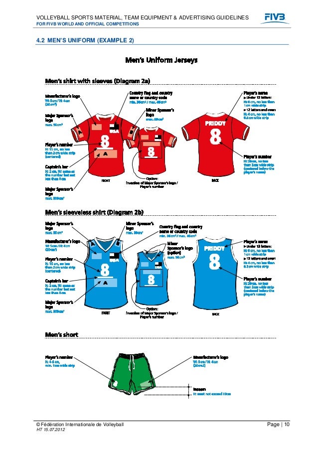 Volleyball sports material team equipment and advertising guidelines