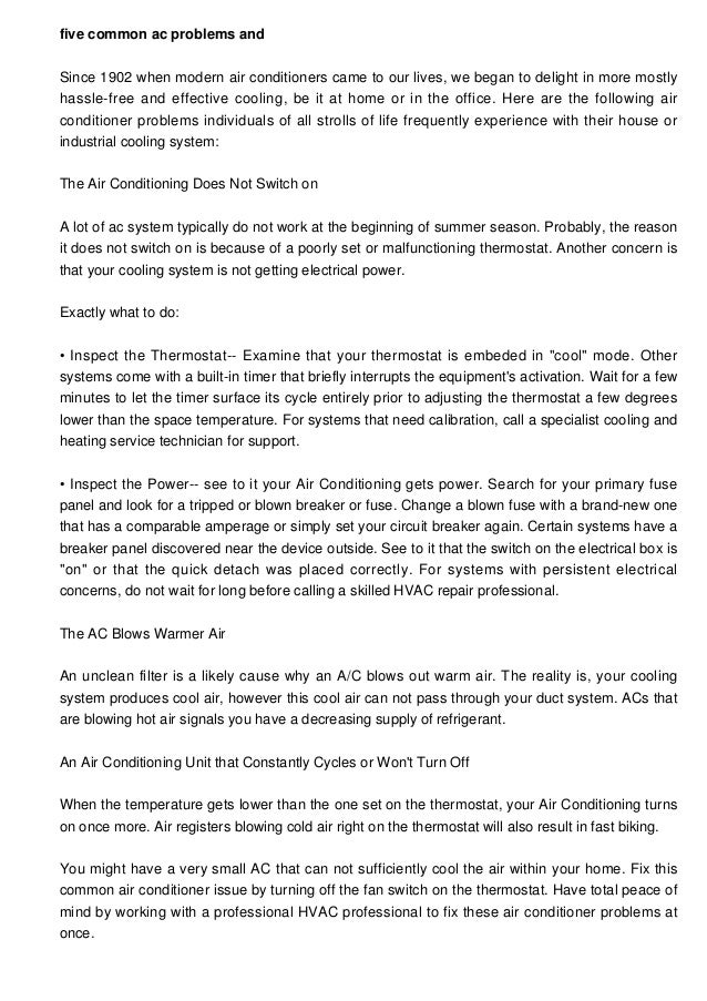 Five Common Air Conditioning System Problems and The Best Ways to