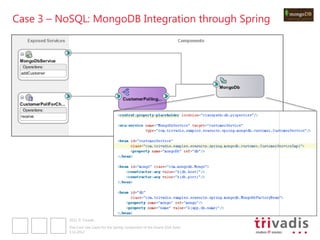 Case 3 – NoSQL: MongoDB Integration through Spring




           2012 © Trivadis

           Five Cool Use Cases for the Spring component of the Oracle SOA Suite
           3.12.2012
 