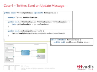 Case 4 – Twitter: Send an Update Message




           2012 © Trivadis

           Five Cool Use Cases for the Spring component of the Oracle SOA Suite
           3.12.2012
 