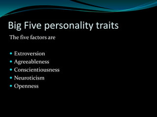 Five factor model of personality and transformational leadership | PPTX