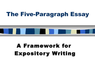 The Five-Paragraph Essay

A Fr amewor k for
Expositor y Writing

 