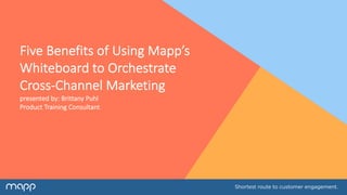 Five Benefits of Using Mapp’s
Whiteboard to Orchestrate
Cross-Channel Marketing
presented by: Brittany Puhl
Product Training Consultant
 