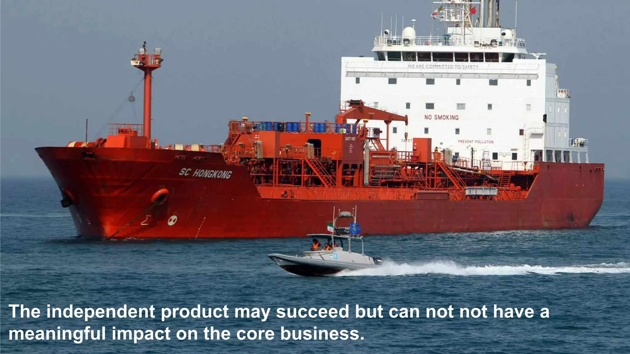 The independent product may succeed but can not not have a
meaningful impact on the core business.
 