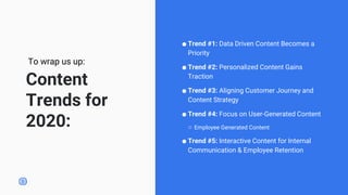 Content
Trends for
2020:
⬤ Trend #1: Data Driven Content Becomes a
Priority
⬤ Trend #2: Personalized Content Gains
Tractio...